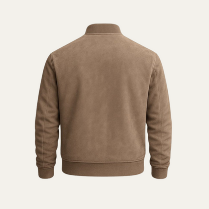 VogeLuxe | Men’s Suede Texture Classic Zip Bomber Jacket