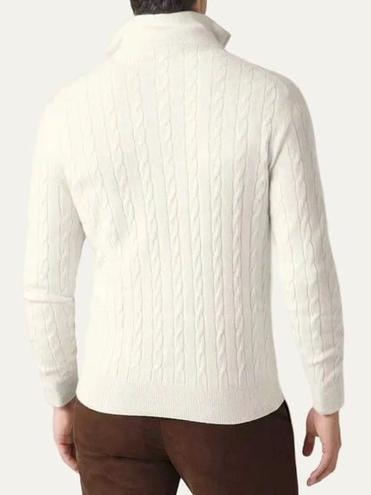 VogeLuxe | Men’s Cable Knit Quarter Zip Slim Fit Sweater
