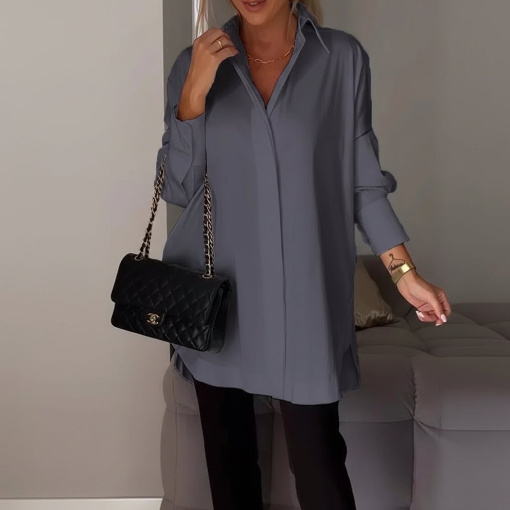 Relaxed Fit Long Sleeve Women's Shirt Blouse Top