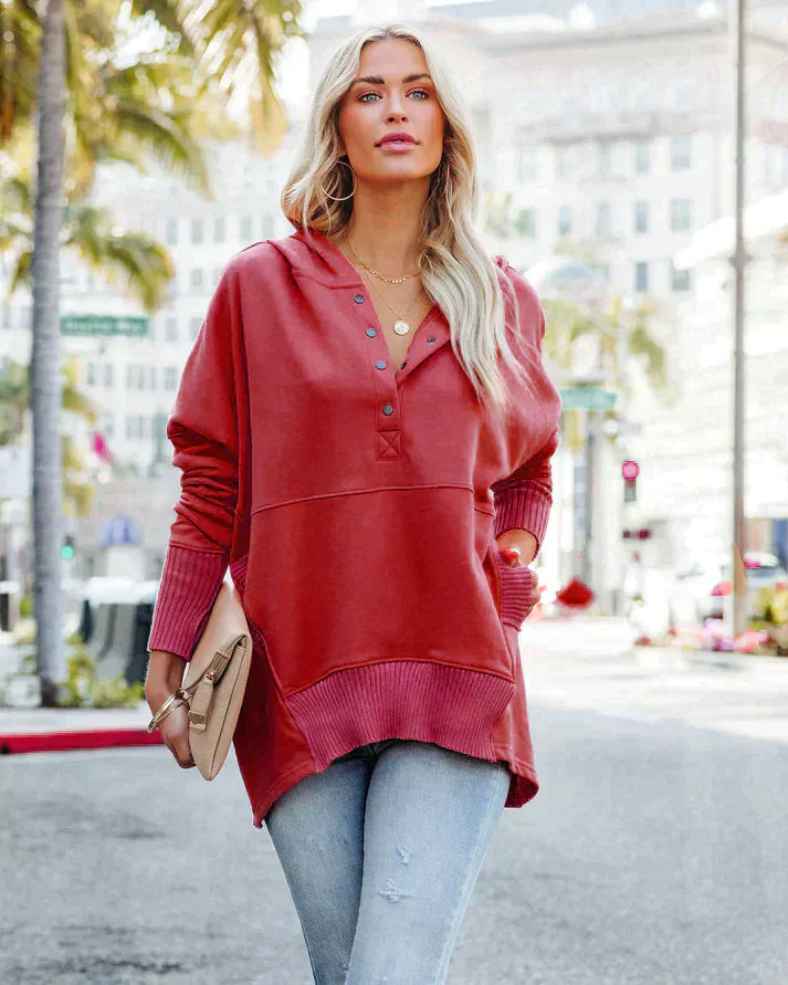 Comfy Women's Fleece Hoodie V Neck Sweater