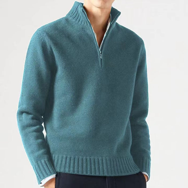 Cozy Men's Winter Quarter Zip Jumper Sweater - BritishElegance