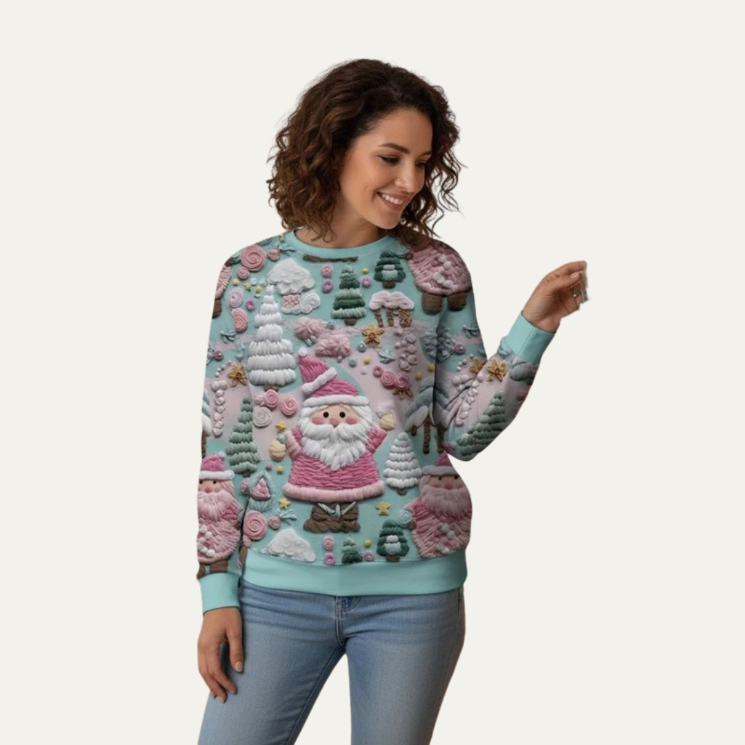 VogeLuxe | Women’s Festive 3D Graphic Crewneck Sweatshirt