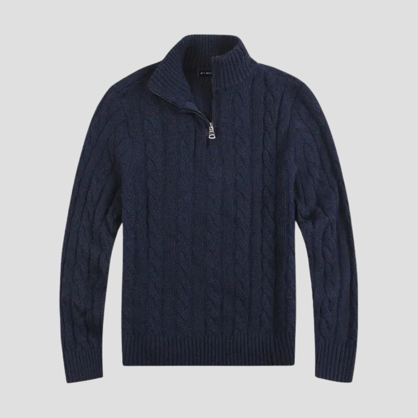 VogeLuxe | Men’s Timeless Quarter Zip Cable Knit Sweater
