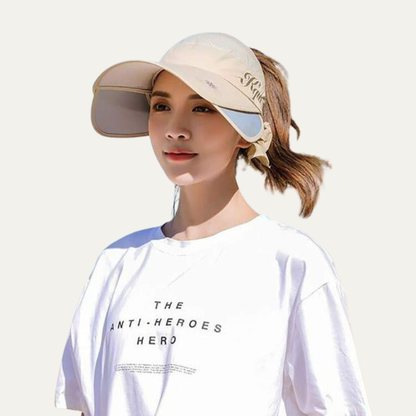 VogeLuxe | Women’s Foldable Wide Brim Sun Hat with Ponytail Opening