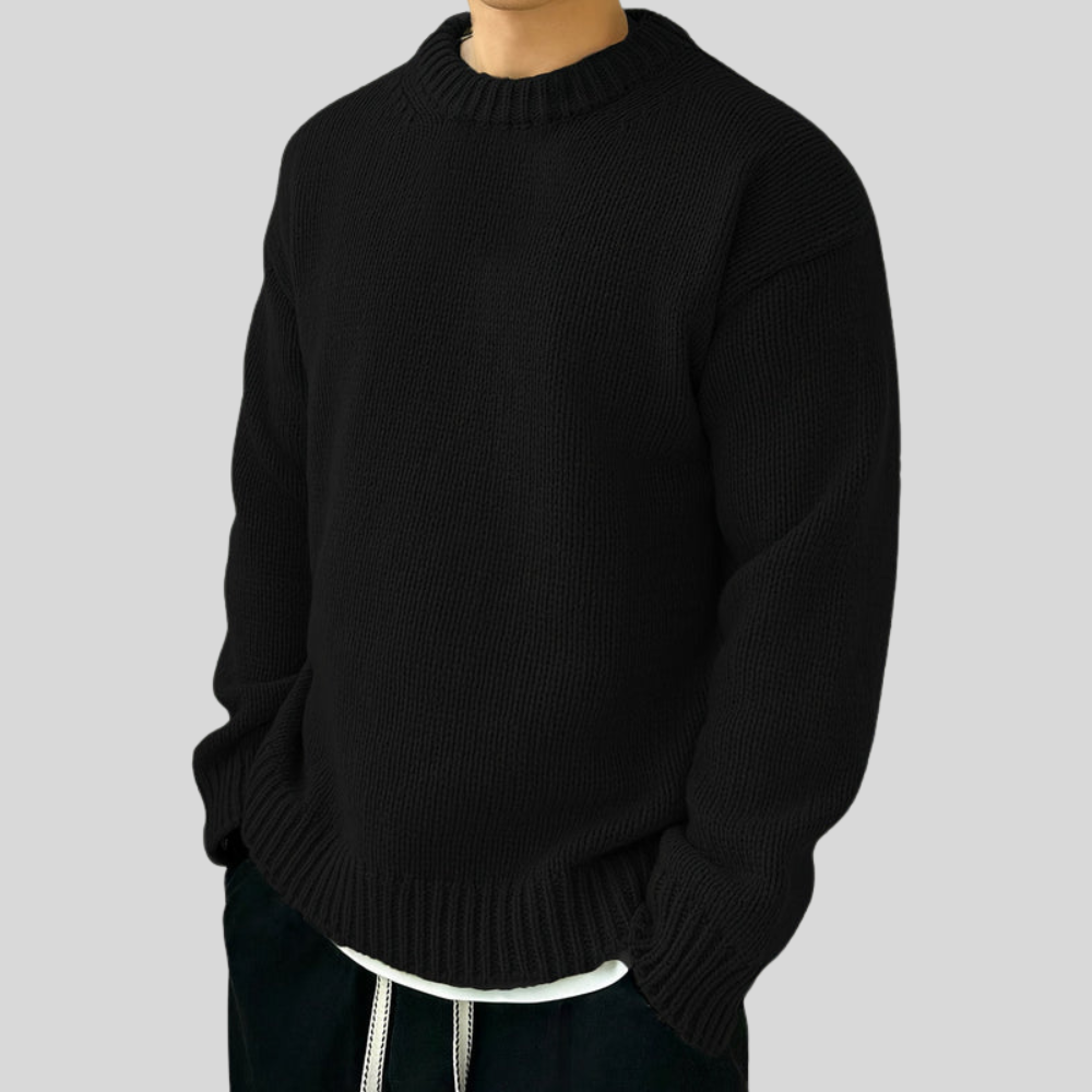 VogeLuxe | Men’s Oversized Heavy Rib Knit Crew Neck Sweater