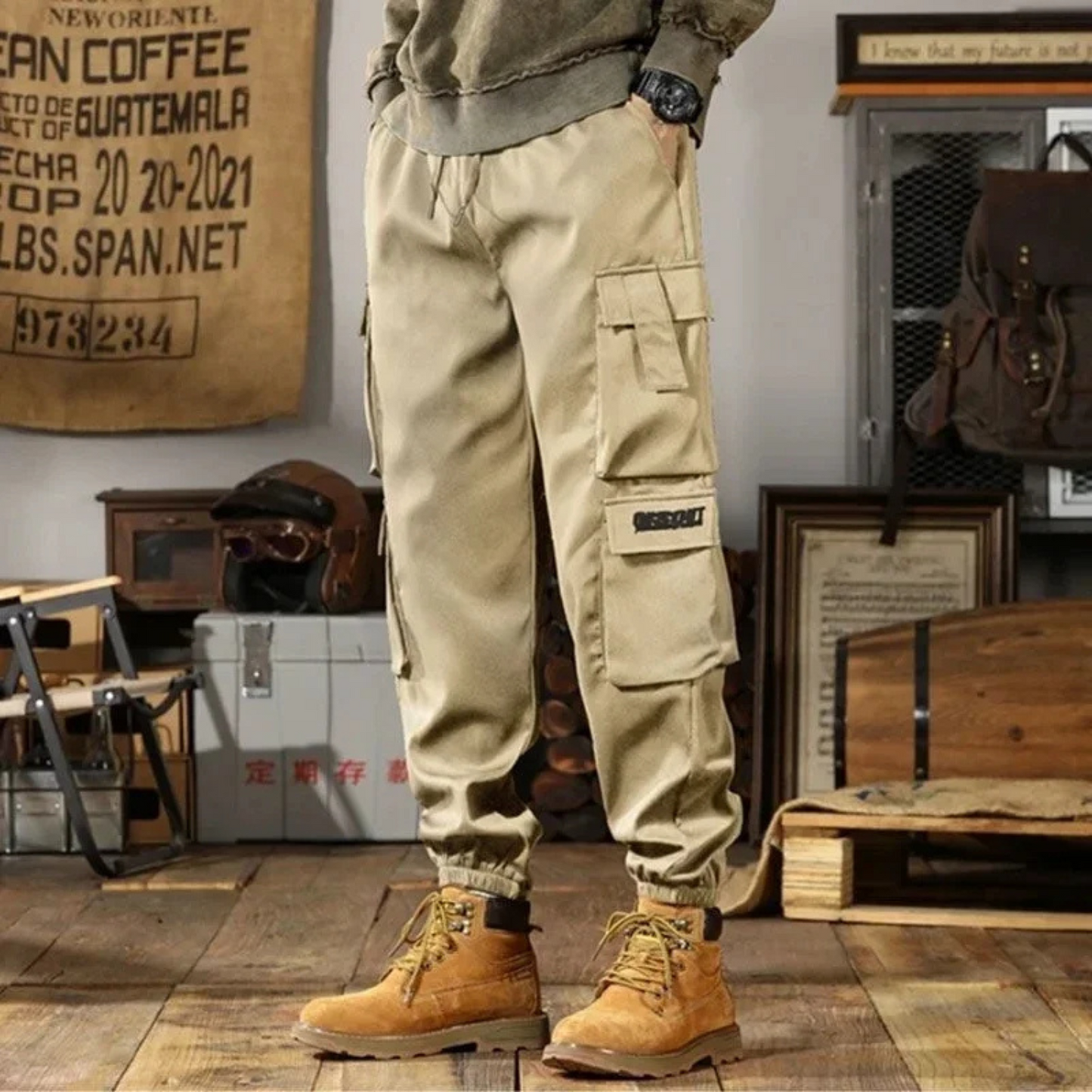 Relaxed Fit Cargo Pants with Elastic Waistband