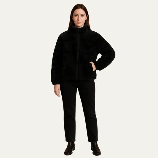 VogeLuxe | Women’s Corduroy Cropped Puffer Jacket