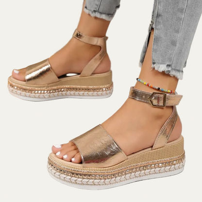 VogeLuxe | Women’s Platform Espadrille Sandal with Adjustable Ankle Strap