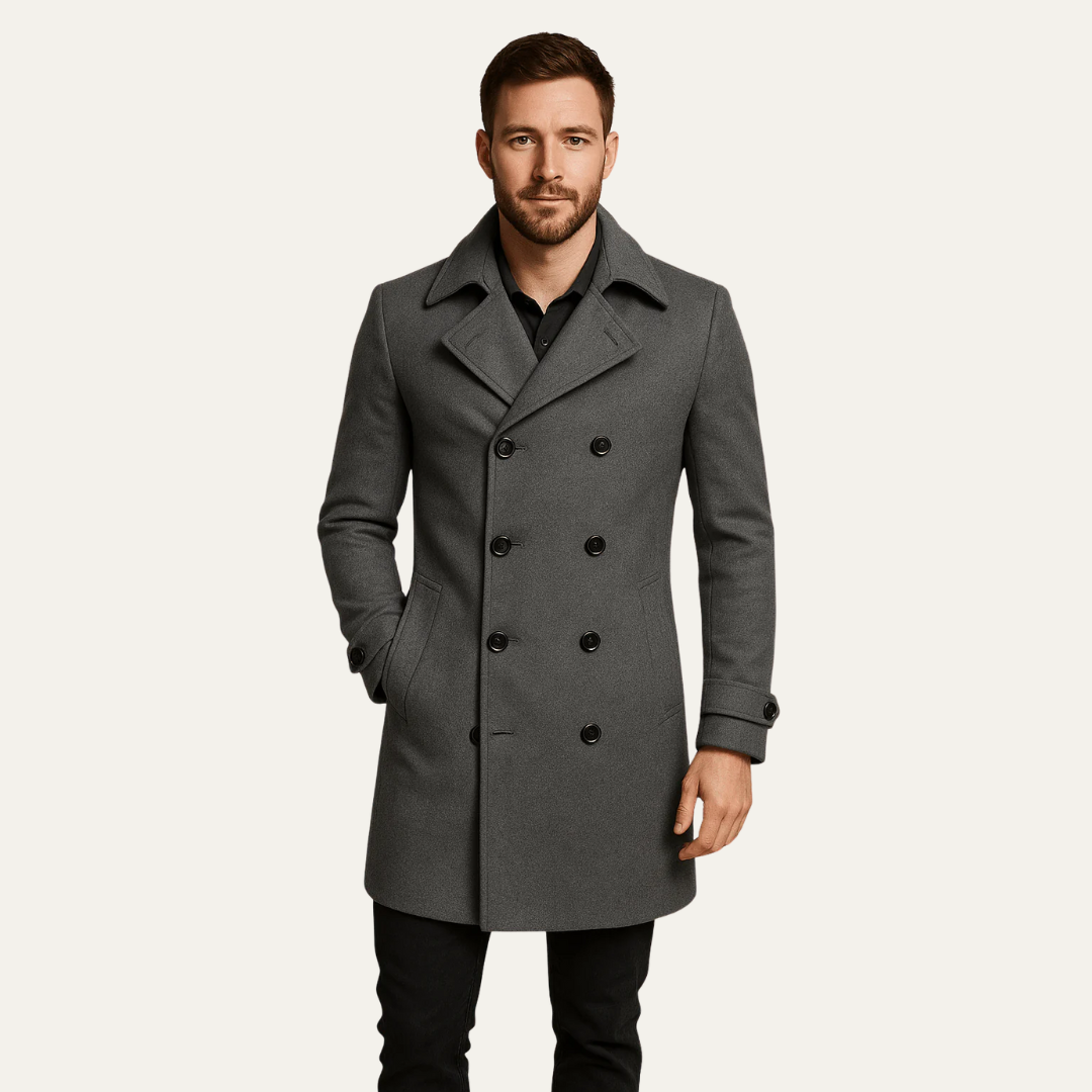 VogeLuxe | Men’s Classic Wool Blend Peacoat