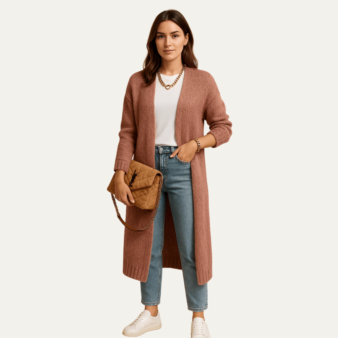 VogeLuxe | Women’s Fuzzy Longline Open Cardigan