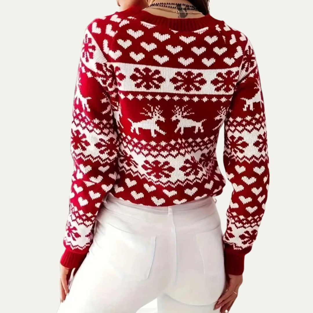 VogeLuxe | Women’s Fair Isle Knitted Crewneck Sweater
