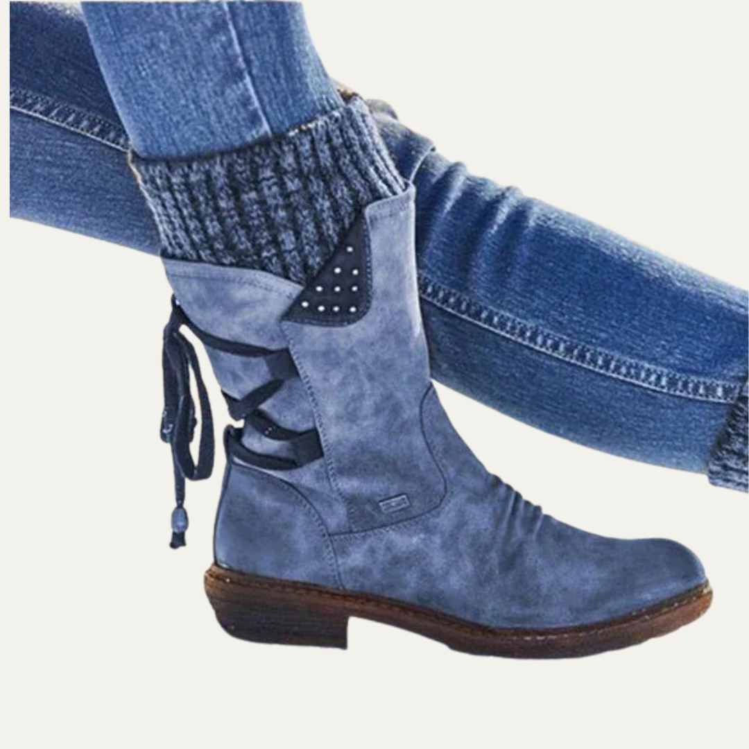 VogeLuxe | Women’s Mid Calf Winter Boots with Slouchy Suede Look