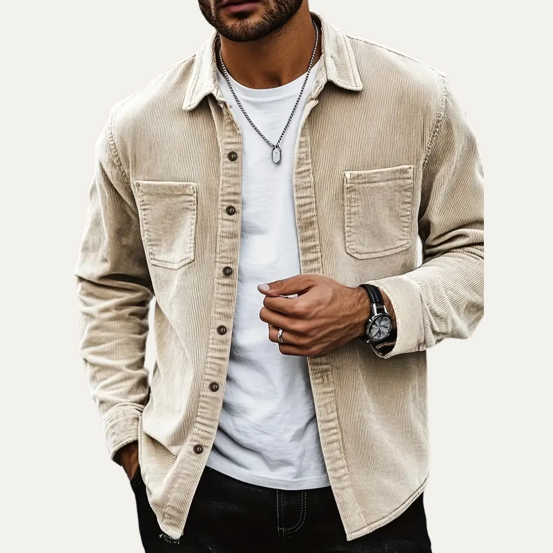 VogeLuxe | Men’s Corduroy Button Down Utility Shirt
