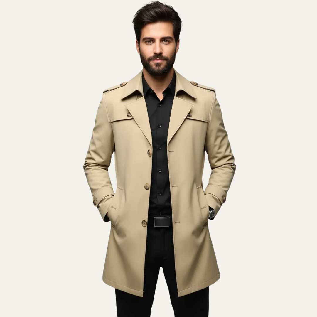 VogeLuxe | Men’s Classic Short Trench Coat