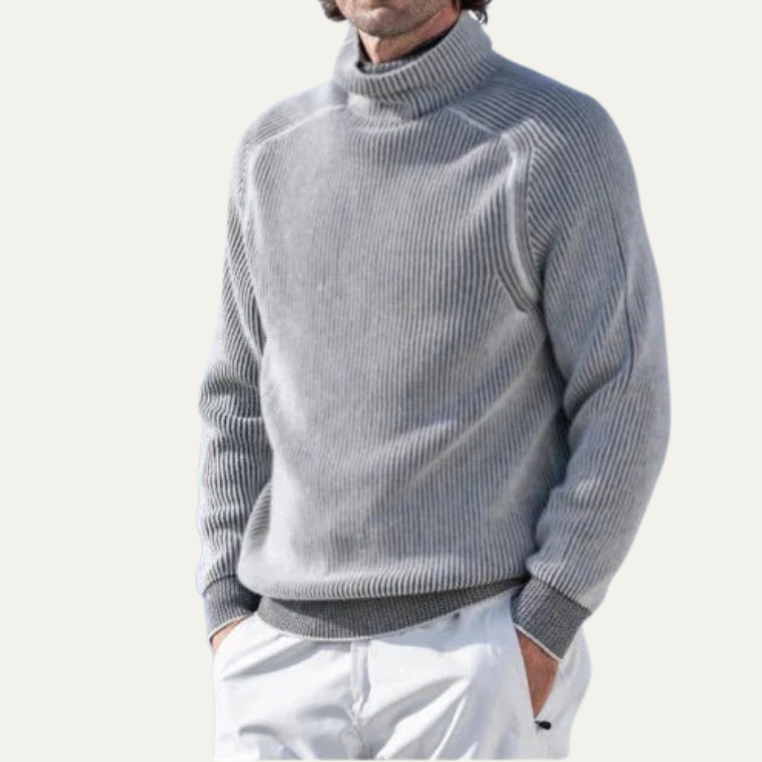 VogeLuxe | Men’s Heavyweight Ribbed Knit Turtleneck Sweater