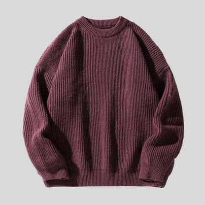 VogeLuxe | Men’s Relaxed Fit Heavy Rib Knit Crew Neck Sweater