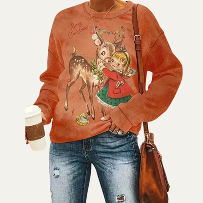 VogeLuxe | Women’s Vintage Christmas Reindeer Sweatshirt