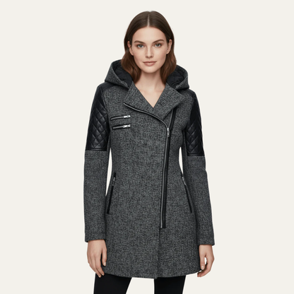 VogeLuxe | Women’s Mid-Length Moto Coat