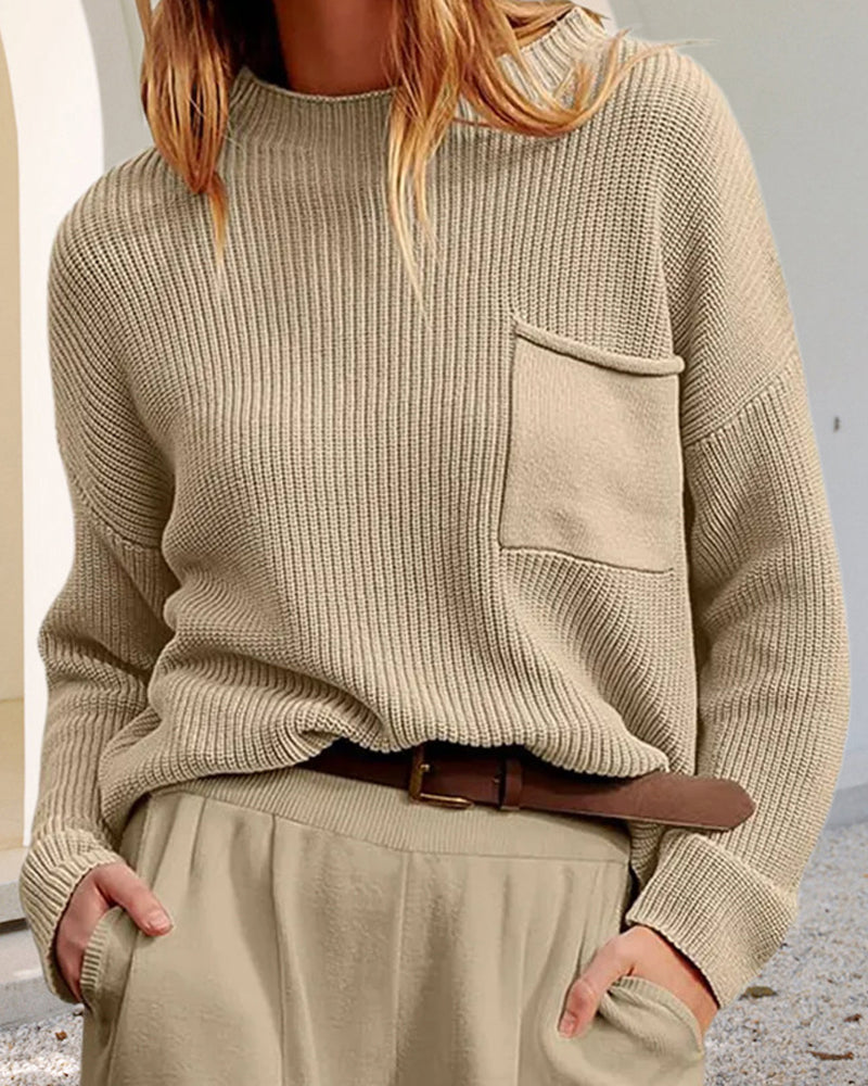 Warm Women's Crew Neck Jumper with Pockets