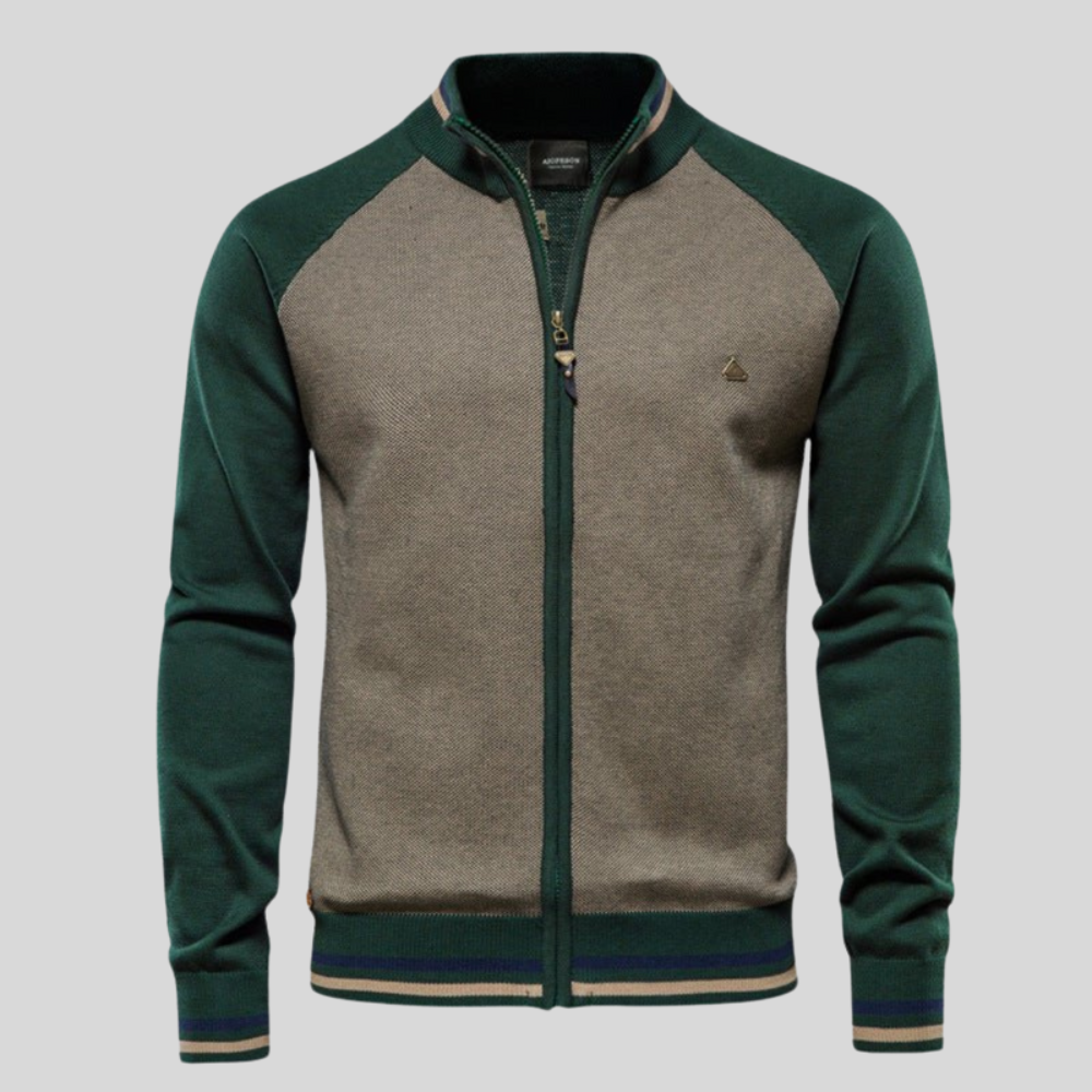 VogeLuxe | Men’s Two Tone Raglan Zip Cardigan