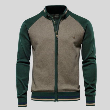 VogeLuxe | Men’s Two Tone Raglan Zip Cardigan