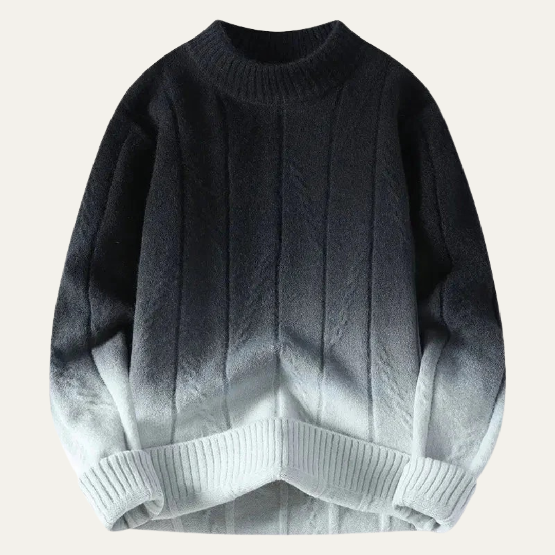VogeLuxe | Men’s Rib Knit Ombre Crewneck Sweater