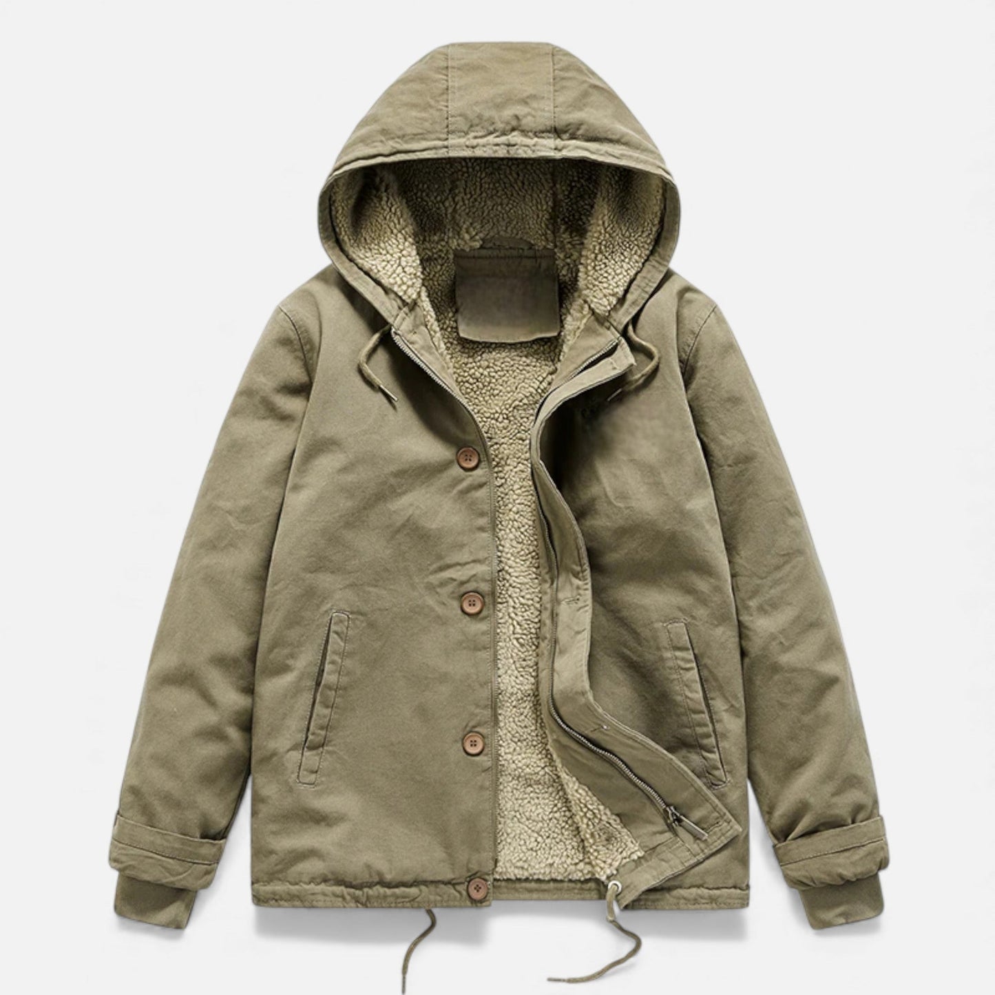 Warm Mens Fleece Lined Hooded Parka Coat