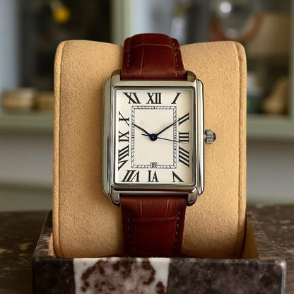 Men's Vintage Leather Square Face Watch