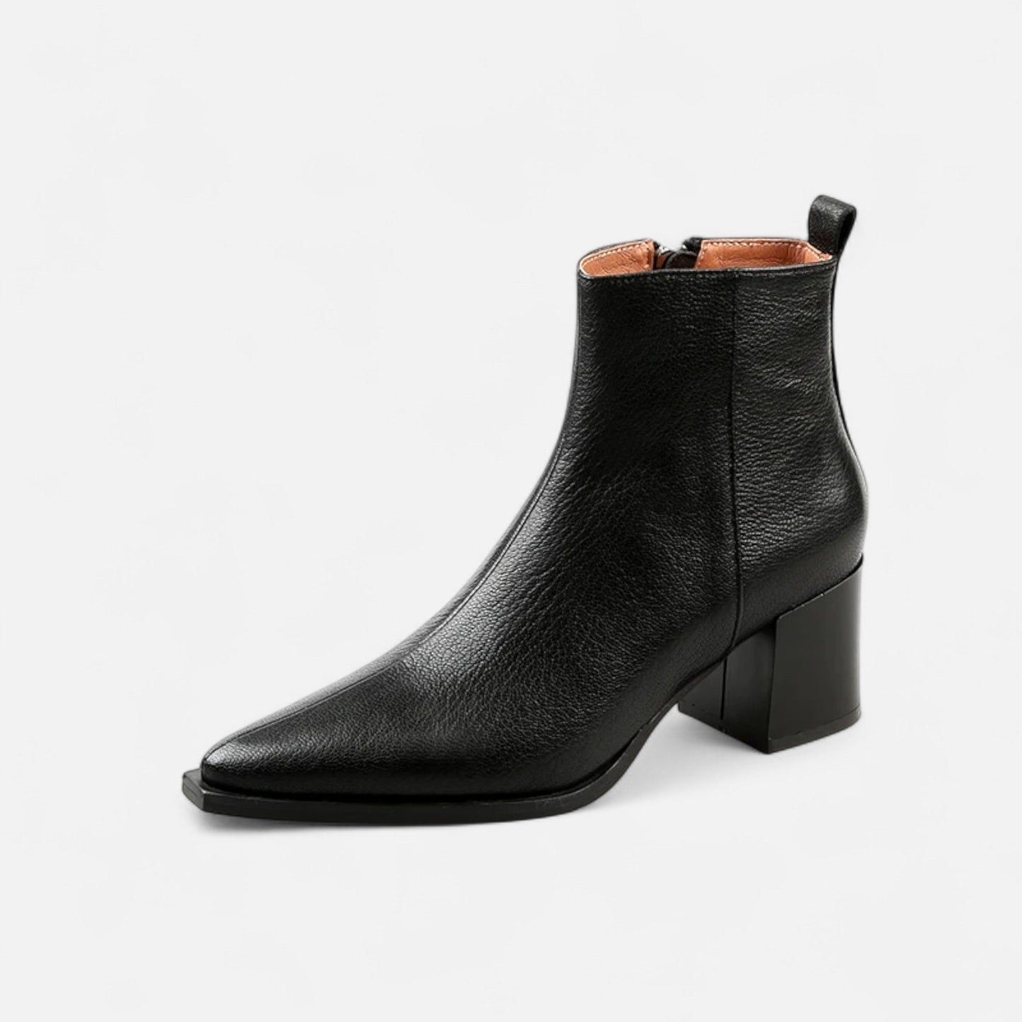 Real Leather Chelsea Ankle Boots - Pointed Toe Block Heel - VogeLuxe