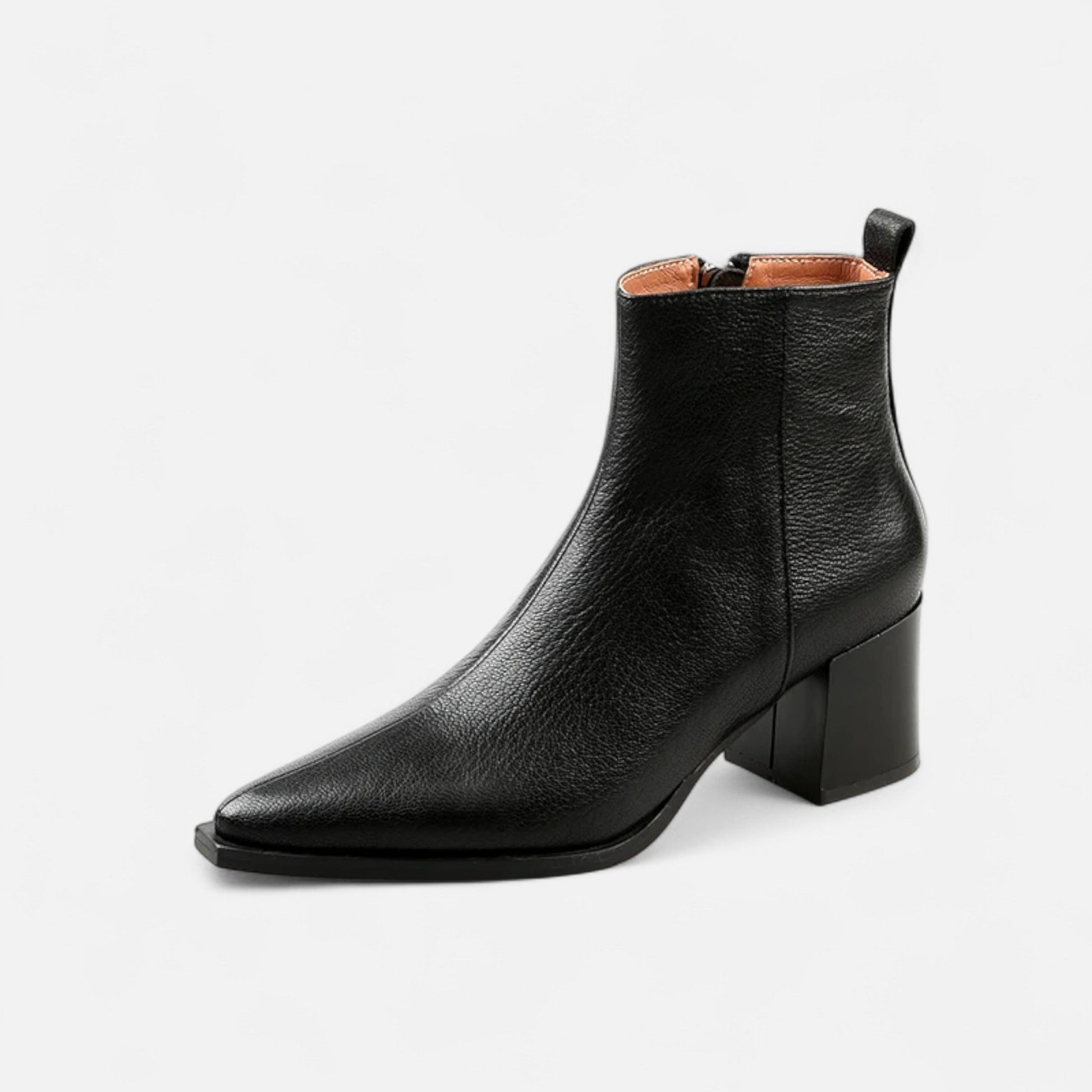 Real Leather Chelsea Ankle Boots - Pointed Toe Block Heel - VogeLuxe