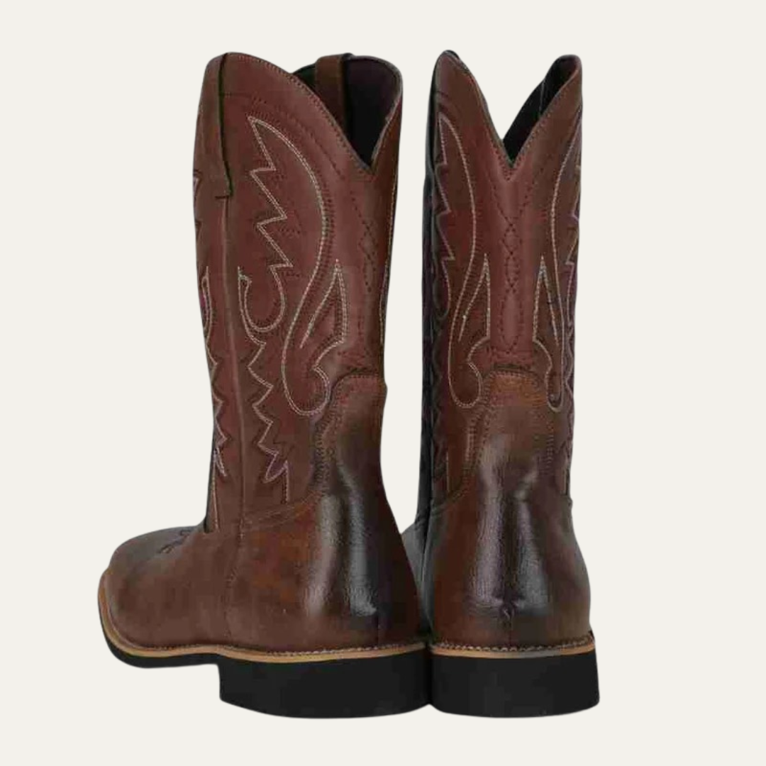VogeLuxe | Men’s Square Toe Cowboy Boots with Stitched Shaft