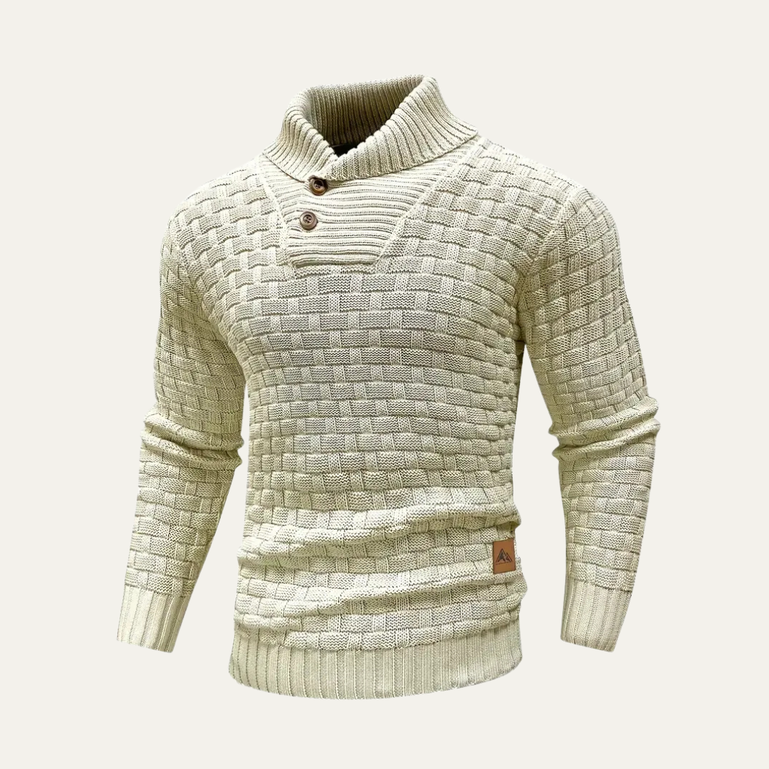 VogeLuxe | Men’s Shawl Collar Textured Knit Pullover Sweater