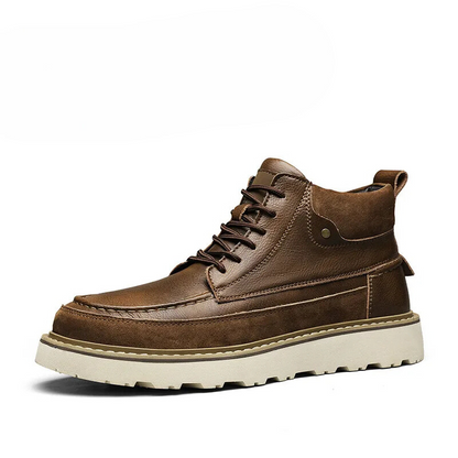 Classic Men's Vegan Leather Ankle Boots with Thick Soles