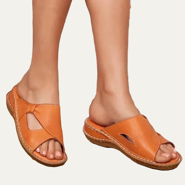 VogeLuxe | Women’s Open Toe Slide Sandals with Asymmetrical Wide Strap