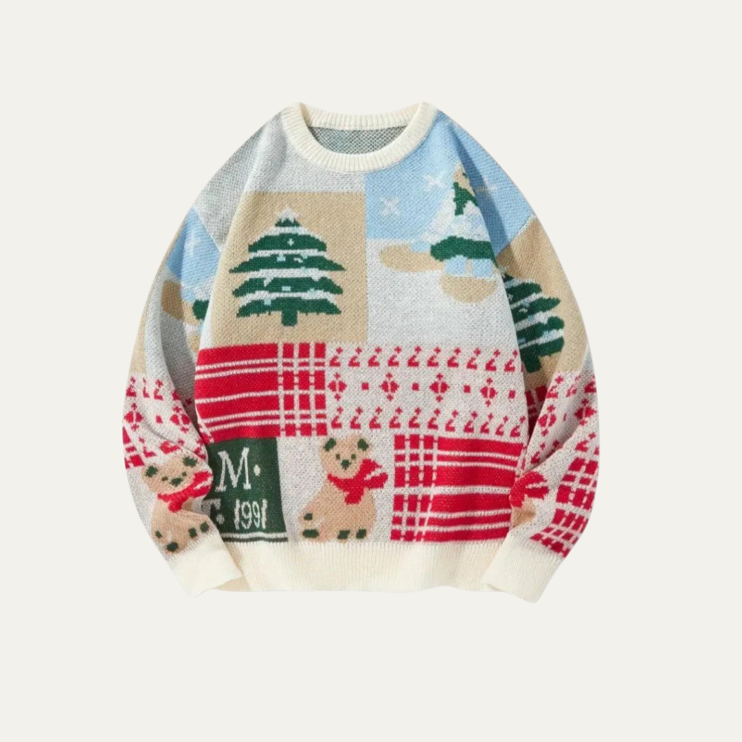 VogeLuxe | Women’s Festive Patchwork Christmas Knit Sweater