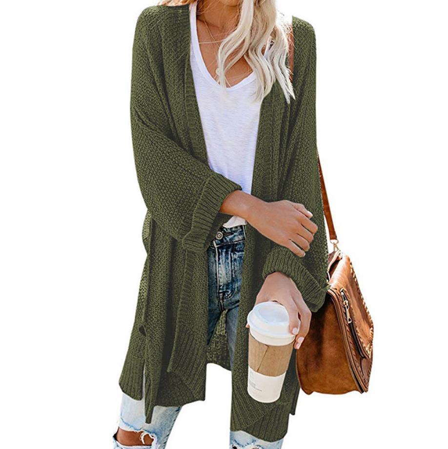 Cozy Women's Open Front Winter Cardigan with Pockets
