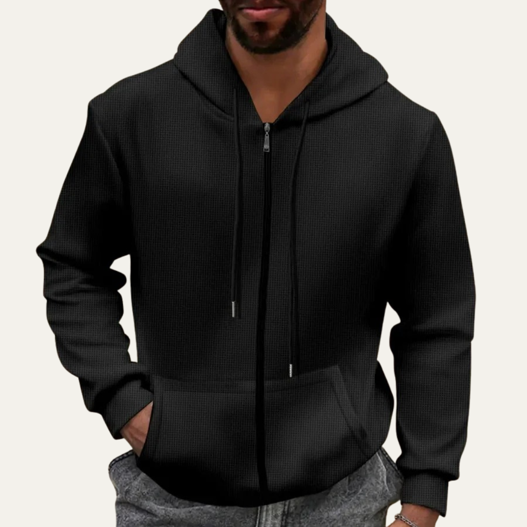 VogeLuxe | Men’s Waffle Knit Full Zip Hoodie