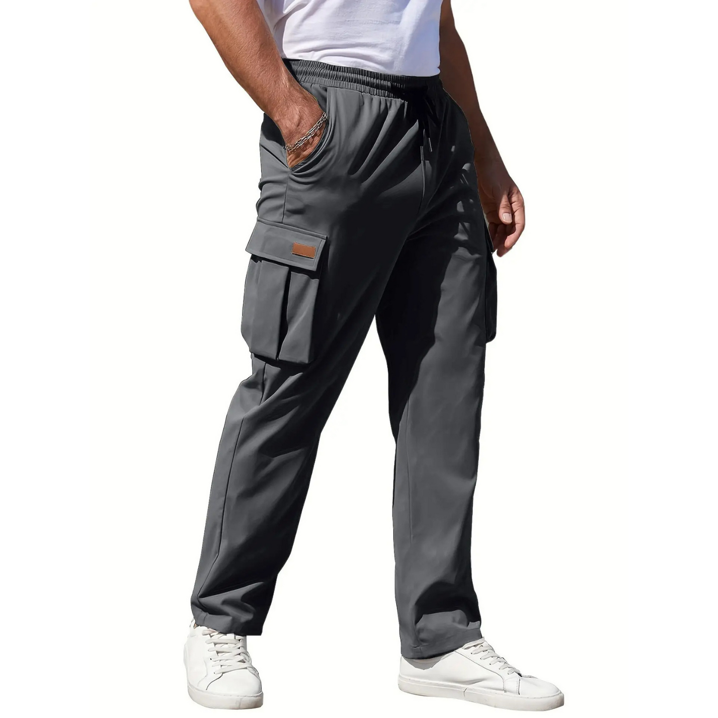 Relaxed Fit Grey Cargo Pants for Men