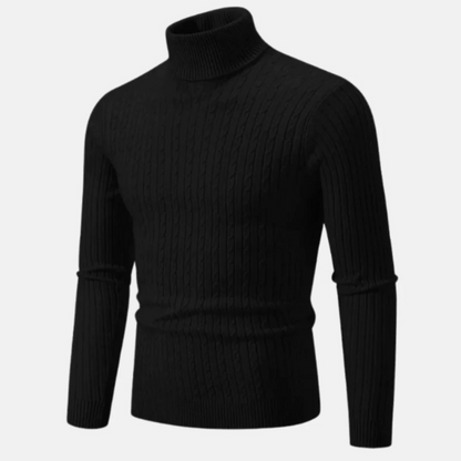 VogeLuxe | Men’s Fitted Cable Knit Turtleneck Sweater