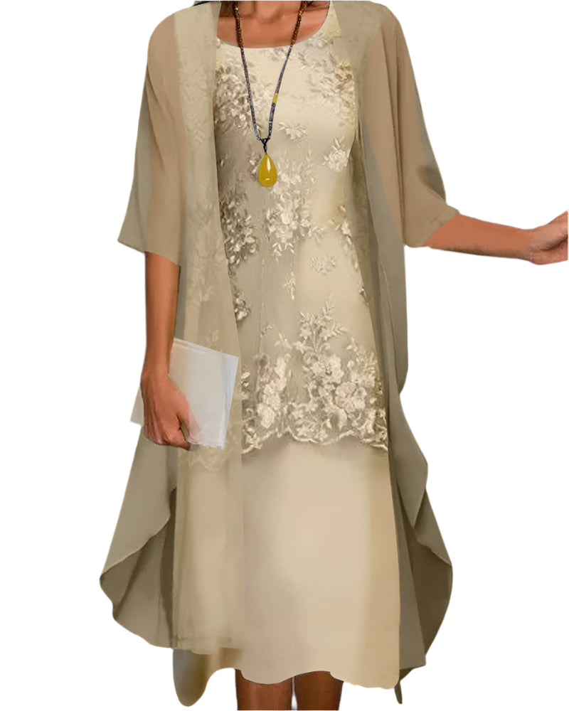 Elegant Floral Knee Length Dress