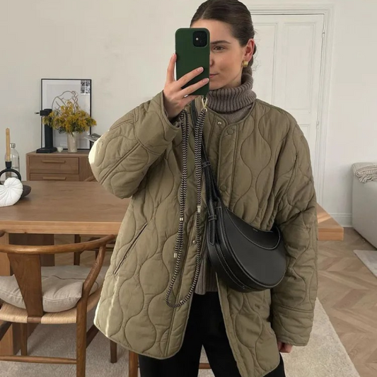 Warm Women's Padded Coat with Button Front - VogeLuxe
