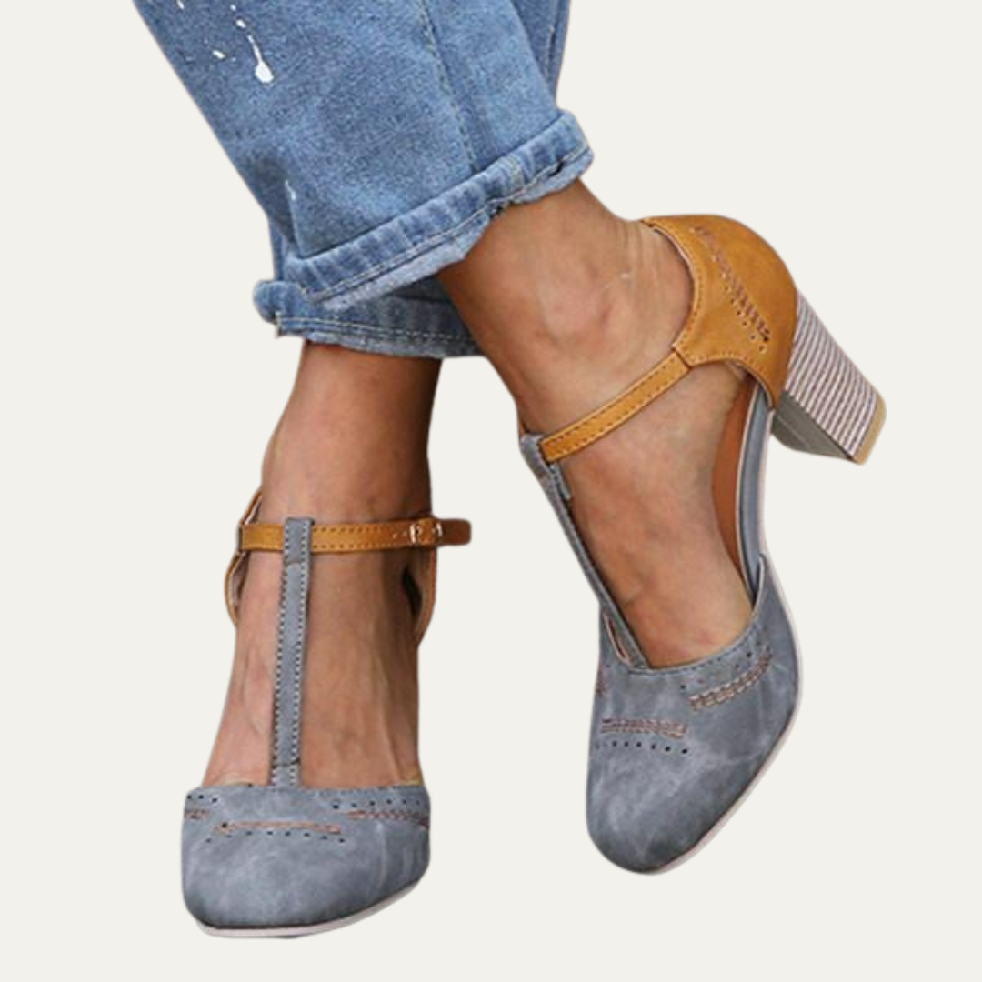 VogeLuxe | Women’s Vintage T Strap Block Heel Pumps