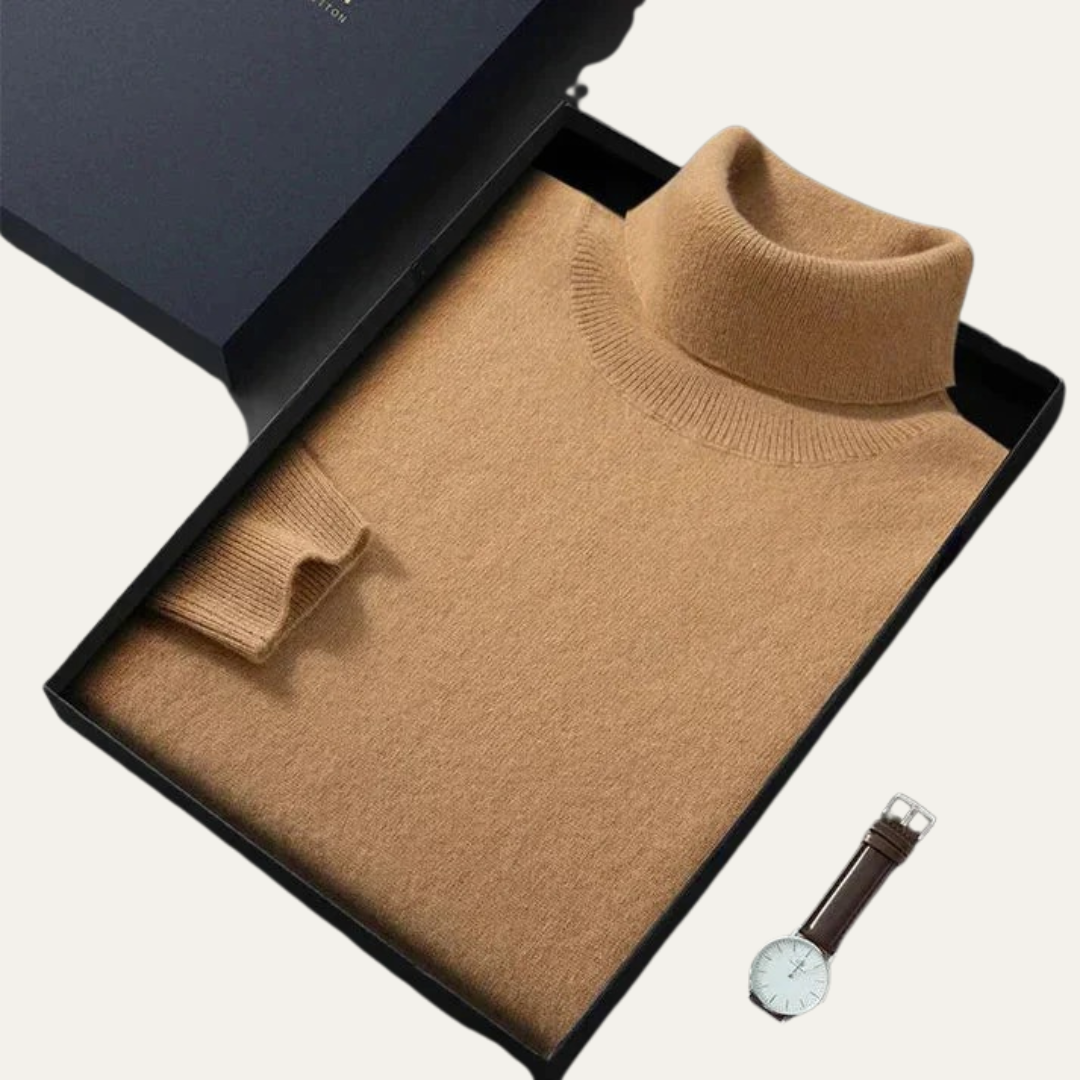 VogeLuxe | Men’s Smooth Knit Turtleneck Pullover