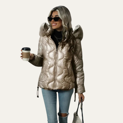 VogeLuxe | Women’s Metallic Quilted Puffer Jacket
