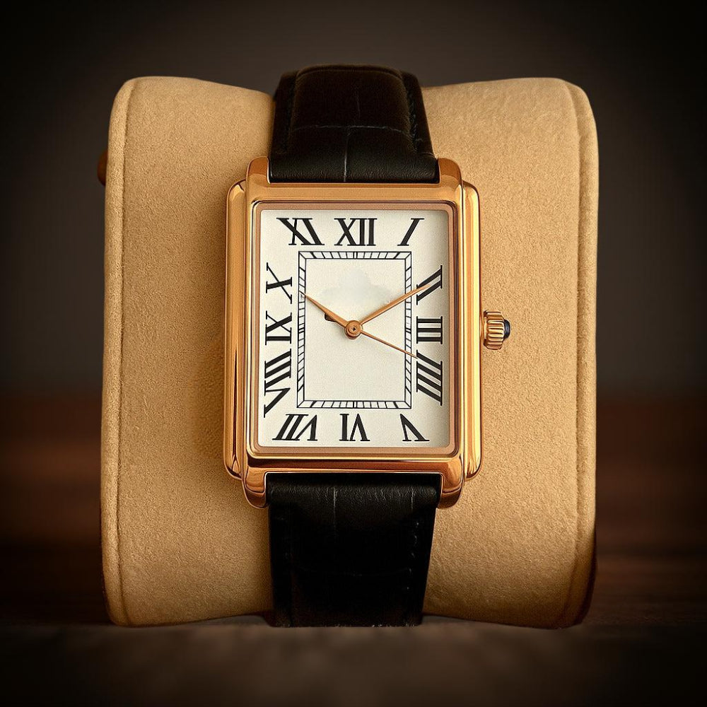 Men's Vintage Leather Square Face Watch