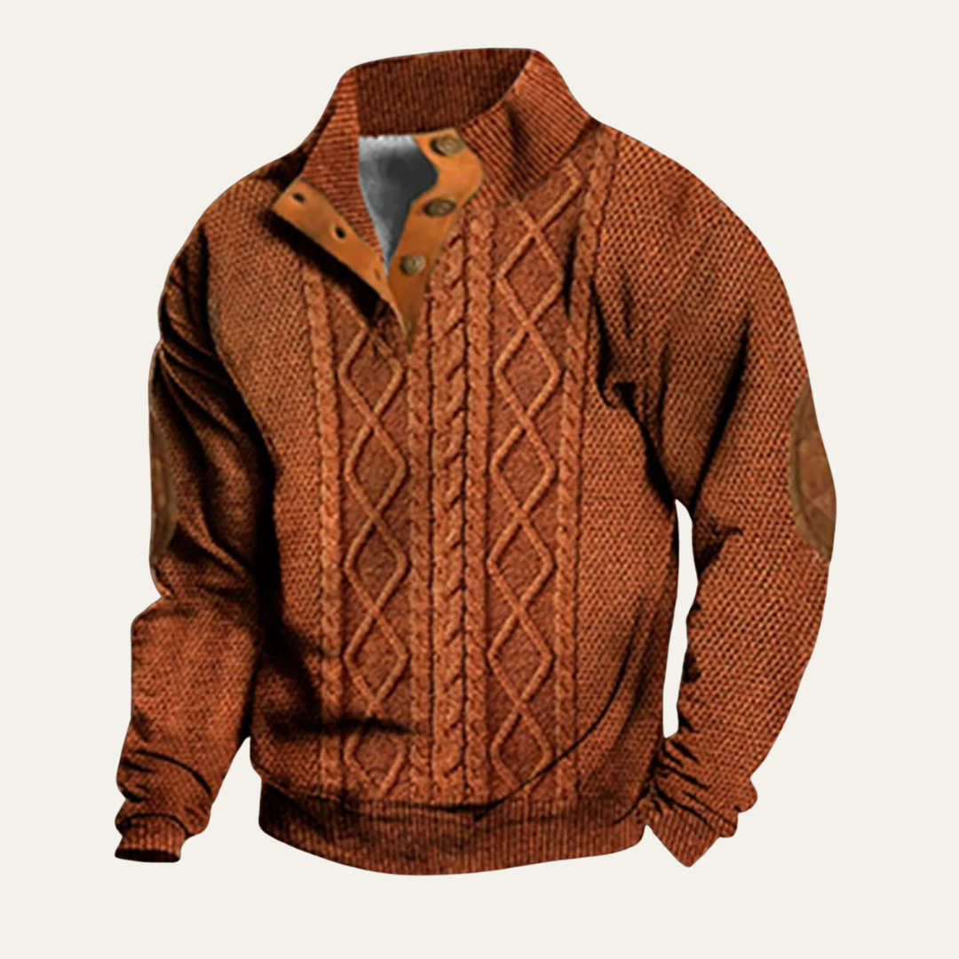 VogeLuxe | Men’s Quilted Funnel Neck Pullover Sweater