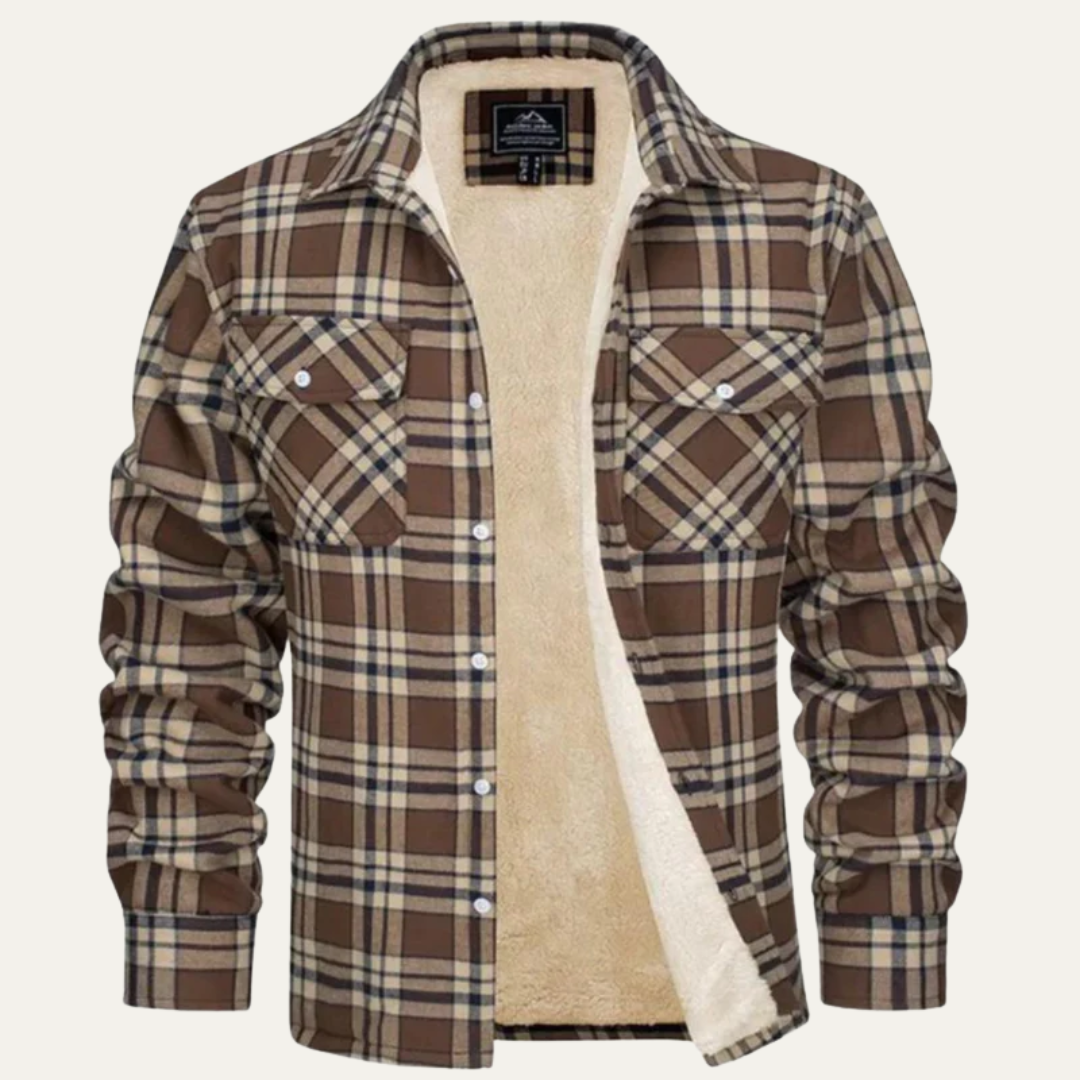 VogeLuxe | Men’s Warm Fleece Lined Plaid Shirt Jacket