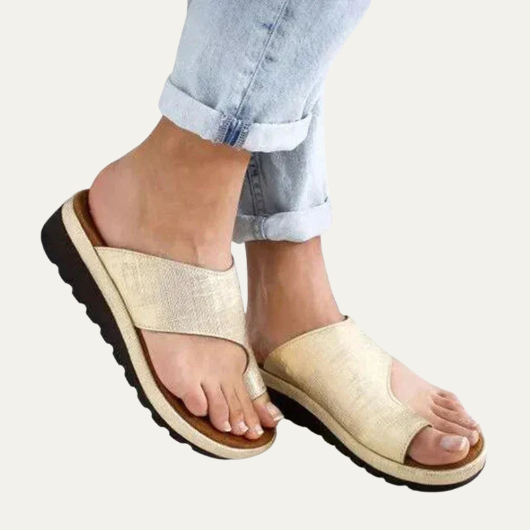 VogeLuxe | Women’s Minimalist Toe Loop Slide Sandal