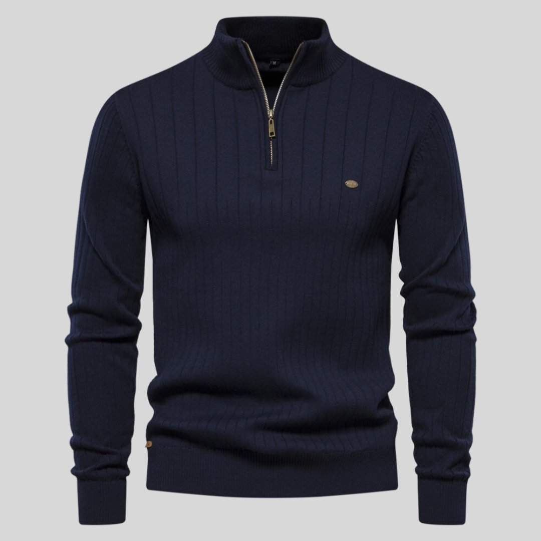 Men's Casual Quarter Zip Long Sleeve Pullover