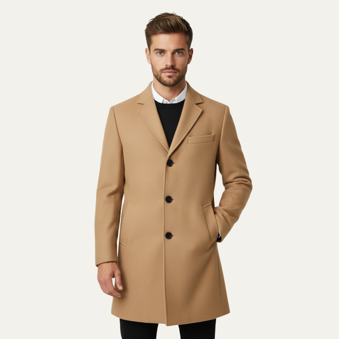 VogeLuxe | Men’s Classic Winter Single-Breasted Trench Coat